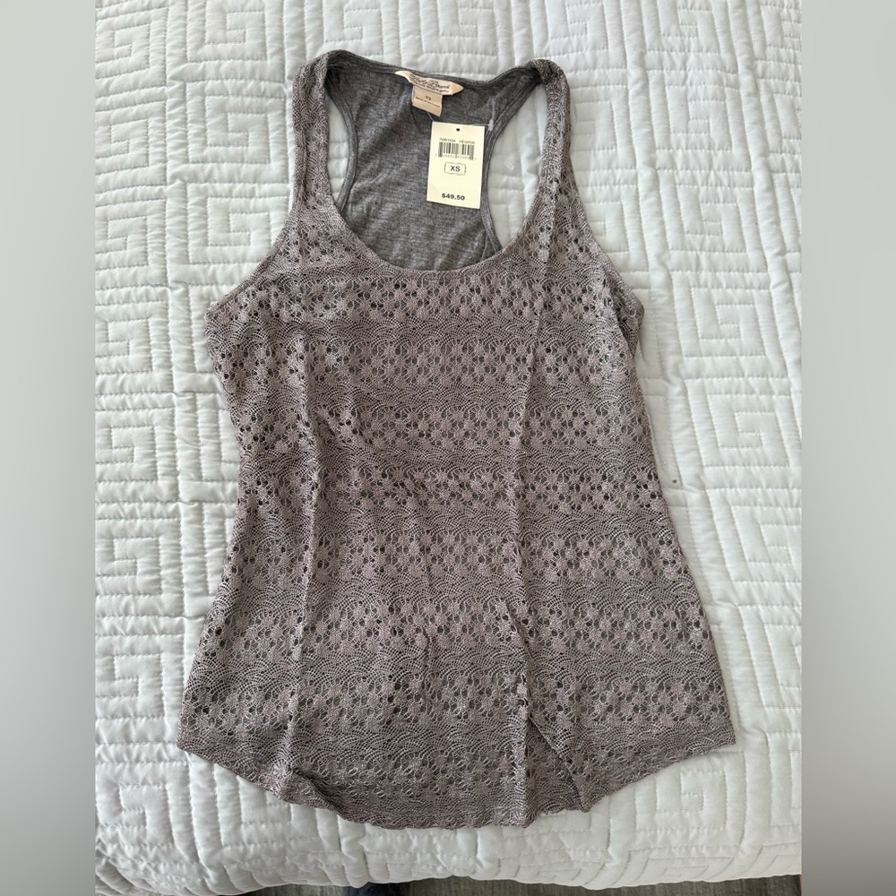Lucky Brand Gray Lace Tank Top
